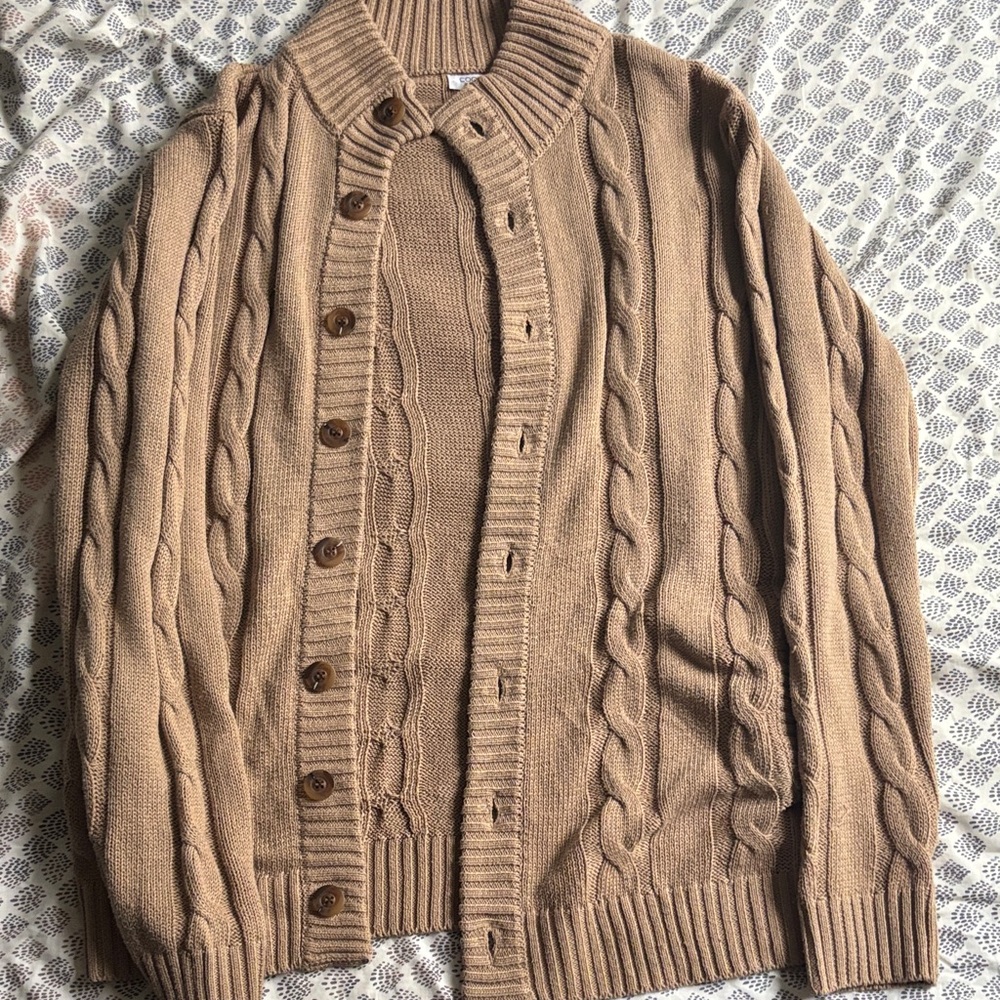 Men's Tan Cable Knit Sweater